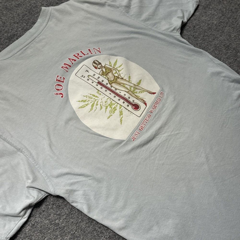 Joe Marlin Funny Beach Graphics Mens White T-shirt Size‎ L